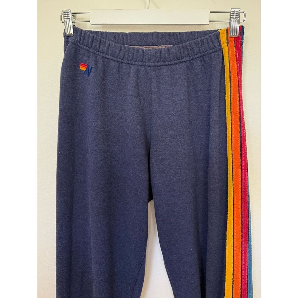 Aviator Nation Five Stripe Rainbow Sweatpants Classic Navy Colorway size Medium - Picture 2 of 15